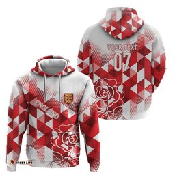 RugbyLife Shop England Rugby Custom Hoodie Crystalised Red Rose LT7