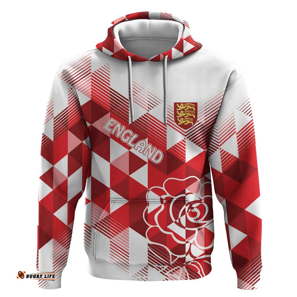 RugbyLife Shop England Rugby Custom Hoodie Crystalised Red Rose LT7