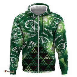 RugbyLife Shop Matariki New Zealand Hoodie NZ Niho Taniwha Maori New Year Green Galaxy LT14