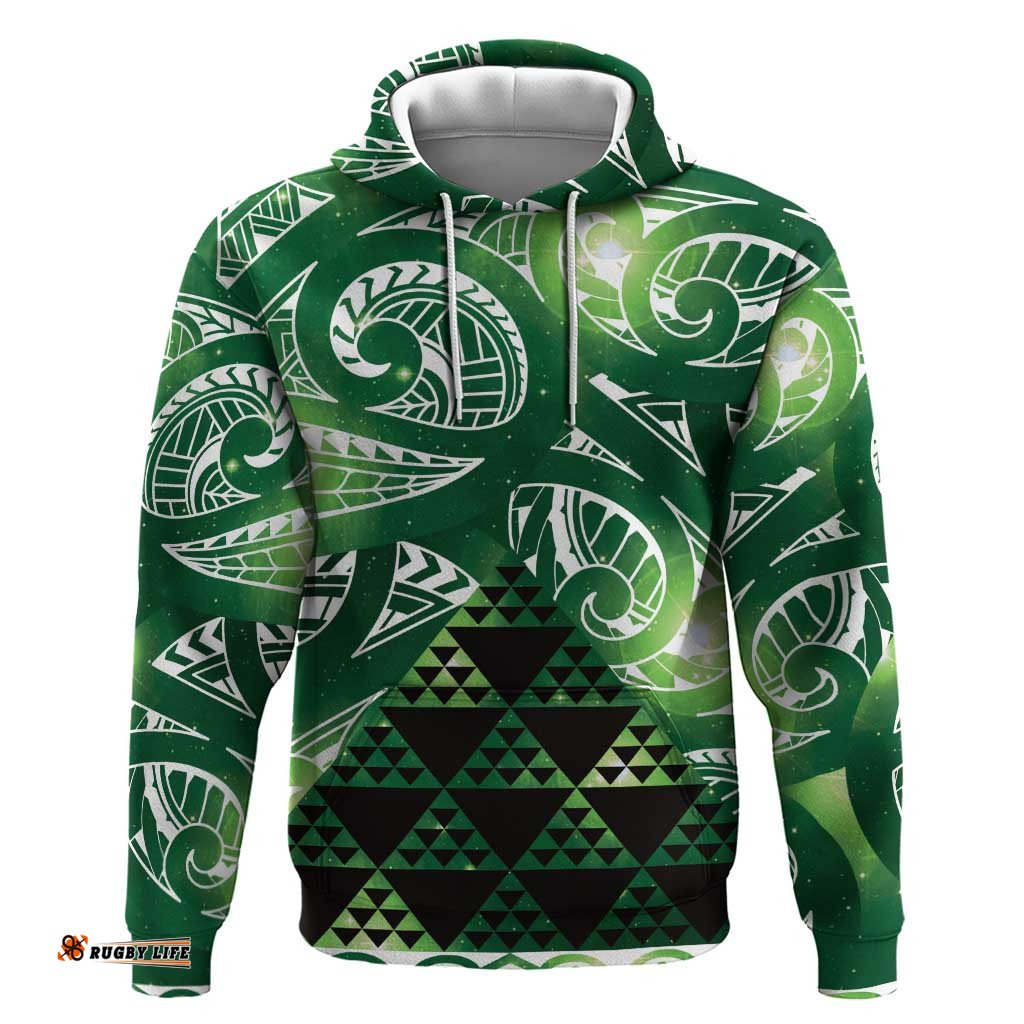 RugbyLife Shop Matariki New Zealand Hoodie NZ Niho Taniwha Maori New Year Green Galaxy LT14