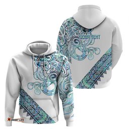 RugbyLife Shop Kahui Whetu Paua shell Kowhaiwhai Taniko Personalised Hoodie Taniwha Maori Tribal Style LT9