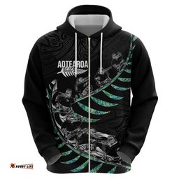 RugbyLife Shop Custom New Zealand Silver Fern Rugby Hoodie Aotearoa Kiwi Maori Pattern LT14