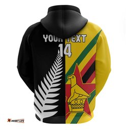 RugbyLife Shop Custom New Zealand and Zimbabwe Hoodie NZ Fern Zim Flag Half Style LT14