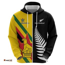 RugbyLife Shop Custom New Zealand and Zimbabwe Hoodie NZ Fern Zim Flag Half Style LT14
