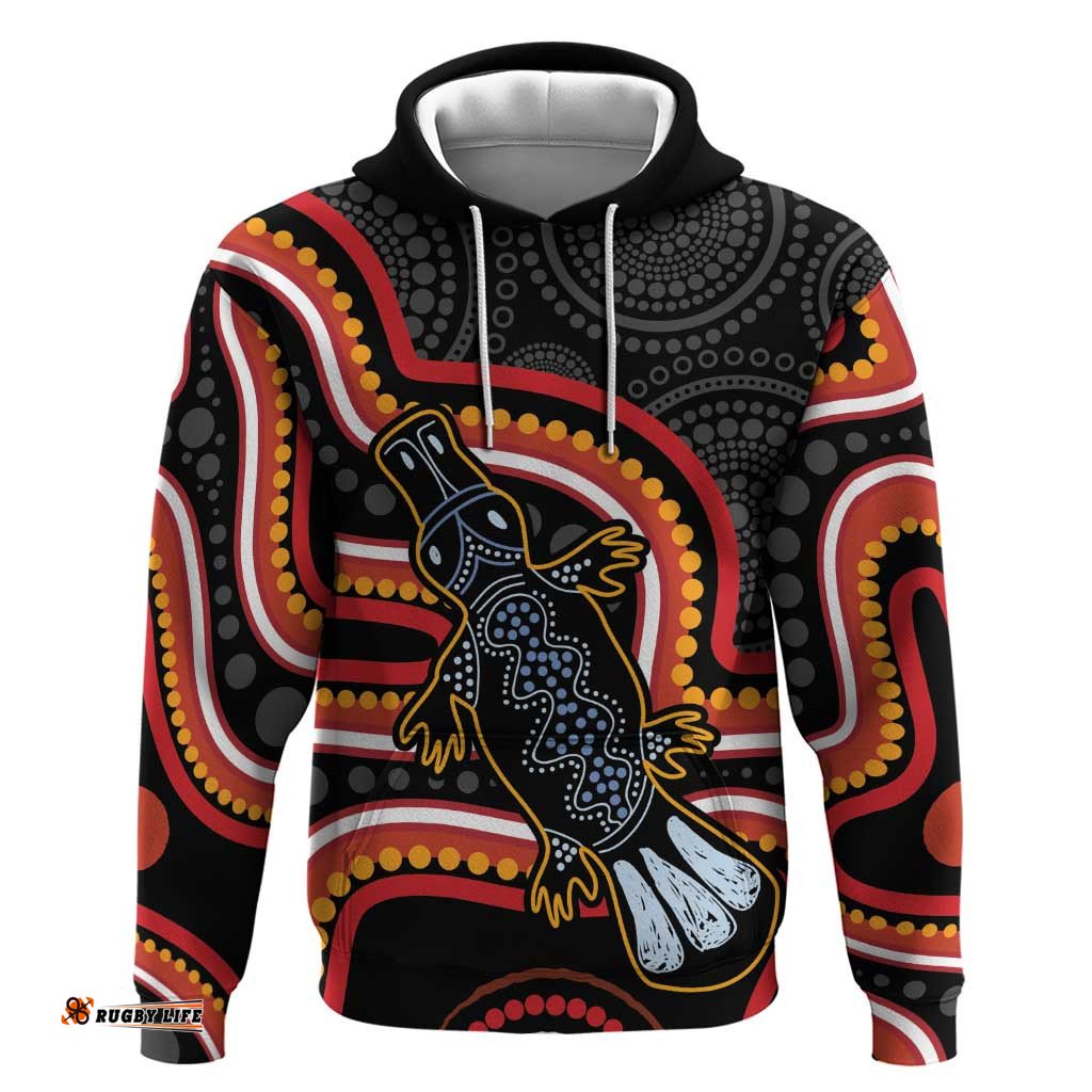 RugbyLife Shop Indigenous Platypus Australia Hoodie Australian Aboriginal Art Proud LT14