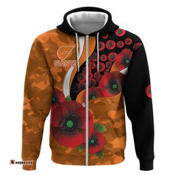 RugbyLife Shop Greater Giants ANZAC Personalised Hoodie Lest We Forget Poppy Camo LT9