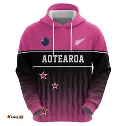 RugbyLife Shop Custom New Zealand Women Cricket Hoodie Pink Simple Style LT05