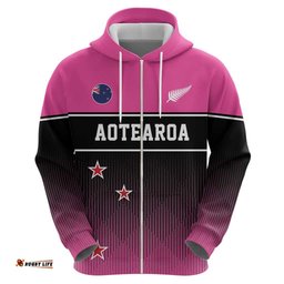 RugbyLife Shop Custom New Zealand Women Cricket Hoodie Pink Simple Style LT05