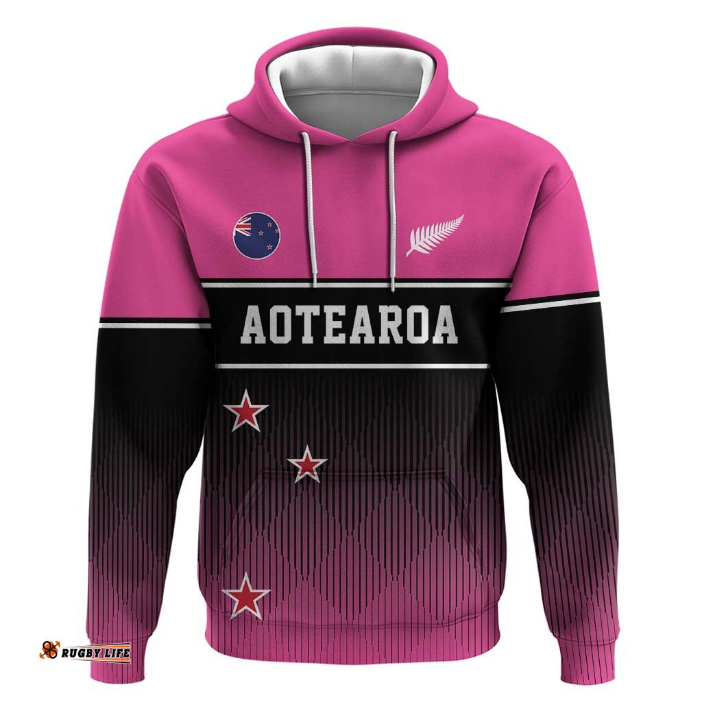 RugbyLife Shop Custom New Zealand Women Cricket Hoodie Pink Simple Style LT05