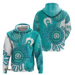RugbyLife Shop NAIDOC Week 2026 Hoodie 50 Years Deadly Dhari Cyan Aboriginal Art LT14