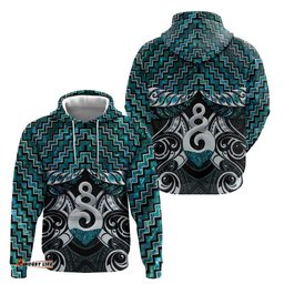 RugbyLife Shop New Zealand Maori Hoodie Poutama Pikorua Turquoise Paua Shell LT05