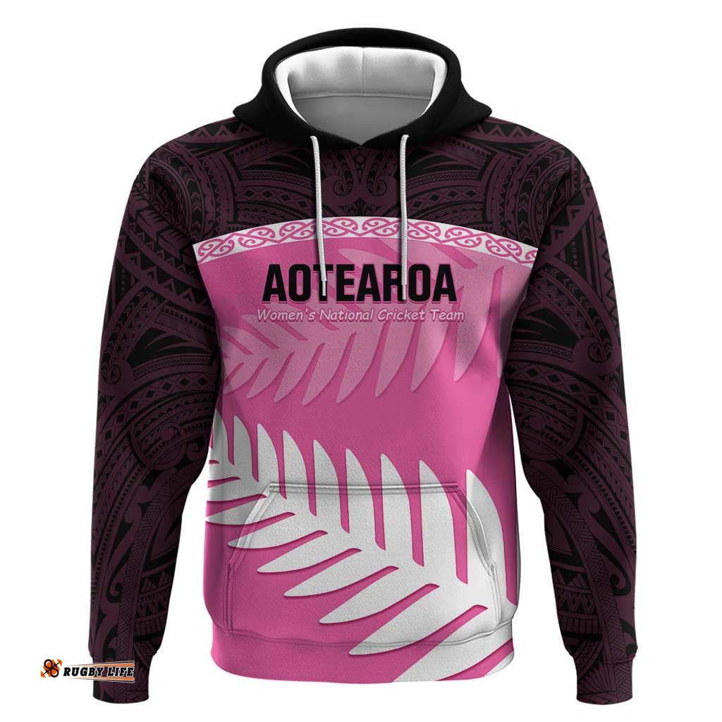 RugbyLife Shop Custom New Zealand Aotearoa Cricket Hoodie Go White Silver Fern LT14