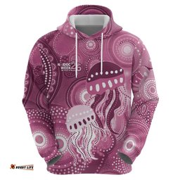 RugbyLife Shop NAIDOC Deadly 50 Years Hoodie Jellyfish Aboriginal Culture Inspired Pink LT9