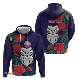 RugbyLife Shop Maori Wheku Meri Kirihimete Personalised Hoodie All Blue Indigenous Maori Motif LT9