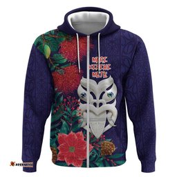 RugbyLife Shop Maori Wheku Meri Kirihimete Personalised Hoodie All Blue Indigenous Maori Motif LT9