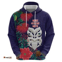 RugbyLife Shop Maori Wheku Meri Kirihimete Personalised Hoodie All Blue Indigenous Maori Motif LT9