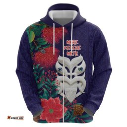RugbyLife Shop Maori Wheku Meri Kirihimete Personalised Hoodie All Blue Indigenous Maori Motif LT9
