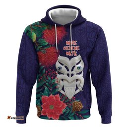 RugbyLife Shop Maori Wheku Meri Kirihimete Personalised Hoodie All Blue Indigenous Maori Motif LT9