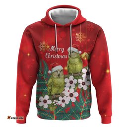 RugbyLife Shop New Zealand Kakapo Christmas Hoodie Owl Parrot Santa Sliver Fern Manuka - Red LT14