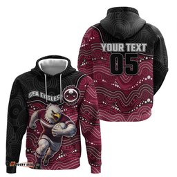 RugbyLife Shop Custom Sea Eagles Hoodie Bird Mascot With Aboriginal Indigenous DT05