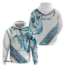 RugbyLife Shop Kahui Whetu Paua shell Kowhaiwhai Taniko Personalised Hoodie Turtle Tattoo Maori Tribal Style LT9
