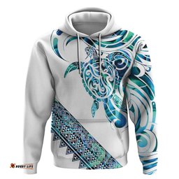 RugbyLife Shop Kahui Whetu Paua shell Kowhaiwhai Taniko Personalised Hoodie Turtle Tattoo Maori Tribal Style LT9