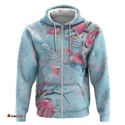 RugbyLife Shop Galah Birds Australia Baby Blue & Pink Hoodie LT7