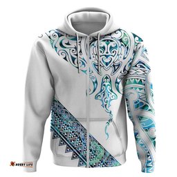 RugbyLife Shop Kahui Whetu Paua shell Kowhaiwhai Taniko Personalised Hoodie Manta Ray Shark-Turtle Maori Tribal Style LT9