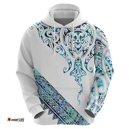 RugbyLife Shop Kahui Whetu Paua shell Kowhaiwhai Taniko Personalised Hoodie Manta Ray Shark-Turtle Maori Tribal Style LT9