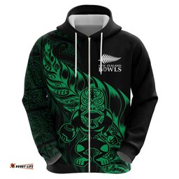 RugbyLife Shop New Zealand Lawn Bowls Custom Hoodie Green Maori Warrior Tribal Silver Fern LT9