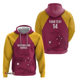 RugbyLife Shop Custom Queensland Bowls Australia Hoodie Go Champions QLD Kookaburra LT14