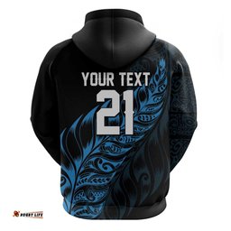 RugbyLife Shop New Zealand Lawn Bowls Custom Hoodie Blue Maori Warrior Tribal Silver Fern LT9