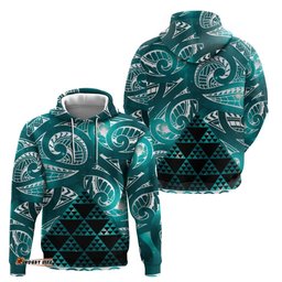 RugbyLife Shop Matariki New Zealand Hoodie NZ Niho Taniwha Maori New Year Cyan Galaxy LT14