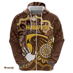 RugbyLife Shop Custom Hawks Football Hoodie Aboriginal Dot Art Pattern DT05