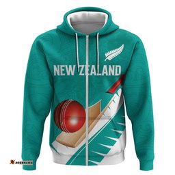 RugbyLife Shop Custom New Zealand Cricket Hoodie Kiwi Birds Haka Dance Turquoise Fern Sporty Style LT03