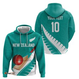 RugbyLife Shop Custom New Zealand Cricket Hoodie Kiwi Birds Haka Dance Turquoise Fern Sporty Style LT03