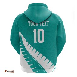 RugbyLife Shop Custom New Zealand Cricket Hoodie Kiwi Birds Haka Dance Turquoise Fern Sporty Style LT03