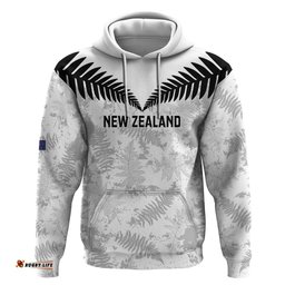 RugbyLife Shop Custom New Zealand Silver Fern Football Hoodie Go Aotearoa Grunge White LT14