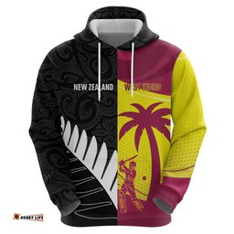 RugbyLife Shop New Zealand and West Indies Cricket Custom Hoodie Black Cap Windies Together LT14