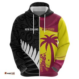 RugbyLife Shop New Zealand and West Indies Cricket Custom Hoodie Black Cap Windies Together LT14