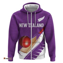 RugbyLife Shop Custom New Zealand Cricket Hoodie Kiwi Birds Haka Dance Purple Fern Sporty Style LT03
