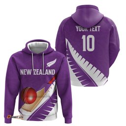 RugbyLife Shop Custom New Zealand Cricket Hoodie Kiwi Birds Haka Dance Purple Fern Sporty Style LT03