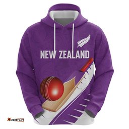 RugbyLife Shop Custom New Zealand Cricket Hoodie Kiwi Birds Haka Dance Purple Fern Sporty Style LT03
