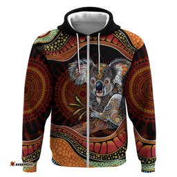 RugbyLife Shop Indigenous Koala Australia Hoodie Australian Aboriginal Art Proud LT14
