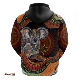 RugbyLife Shop Indigenous Koala Australia Hoodie Australian Aboriginal Art Proud LT14