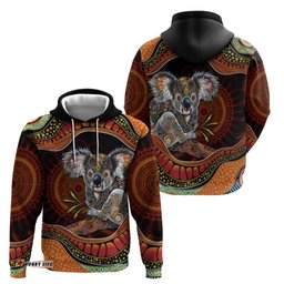 RugbyLife Shop Indigenous Koala Australia Hoodie Australian Aboriginal Art Proud LT14