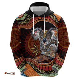 RugbyLife Shop Indigenous Koala Australia Hoodie Australian Aboriginal Art Proud LT14
