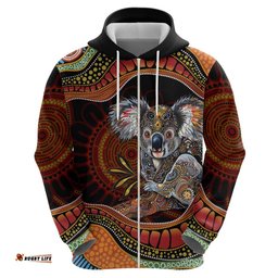 RugbyLife Shop Indigenous Koala Australia Hoodie Australian Aboriginal Art Proud LT14