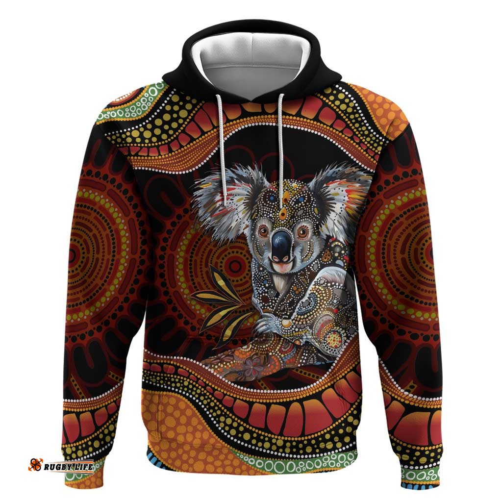 RugbyLife Shop Indigenous Koala Australia Hoodie Australian Aboriginal Art Proud LT14
