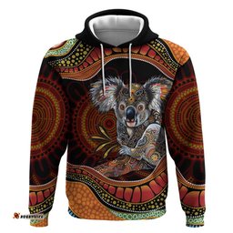 RugbyLife Shop Indigenous Koala Australia Hoodie Australian Aboriginal Art Proud LT14